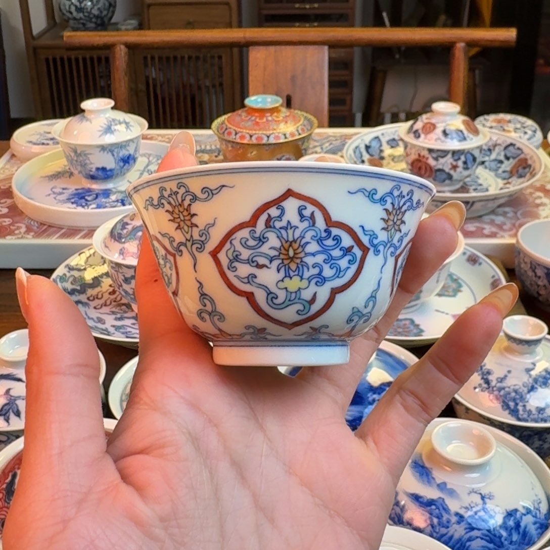 杯见山烧景德镇名窑口纯手绘