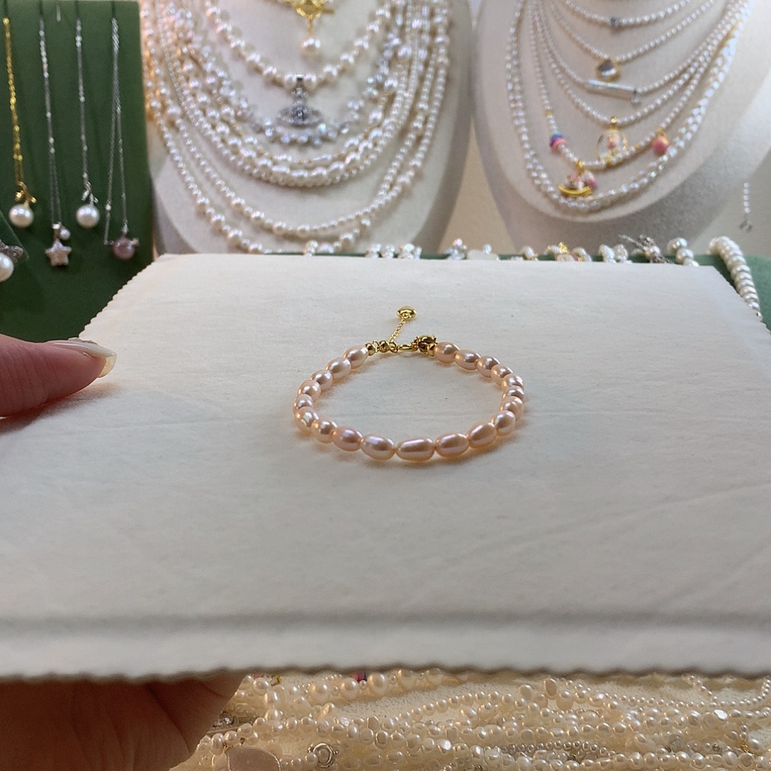 银S925镶嵌手绳淡水珍珠