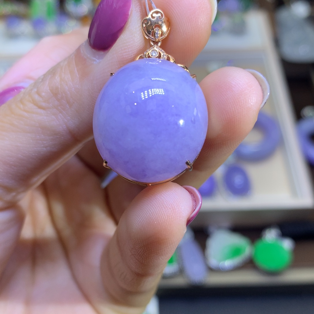 翡翠耳饰18K金镶嵌翡翠