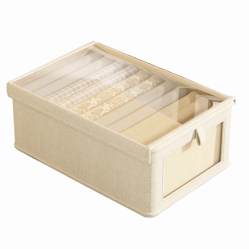 衣服收纳箱家用衣柜分层整理盒放衣物裤子布艺棉麻折叠储物筐神器