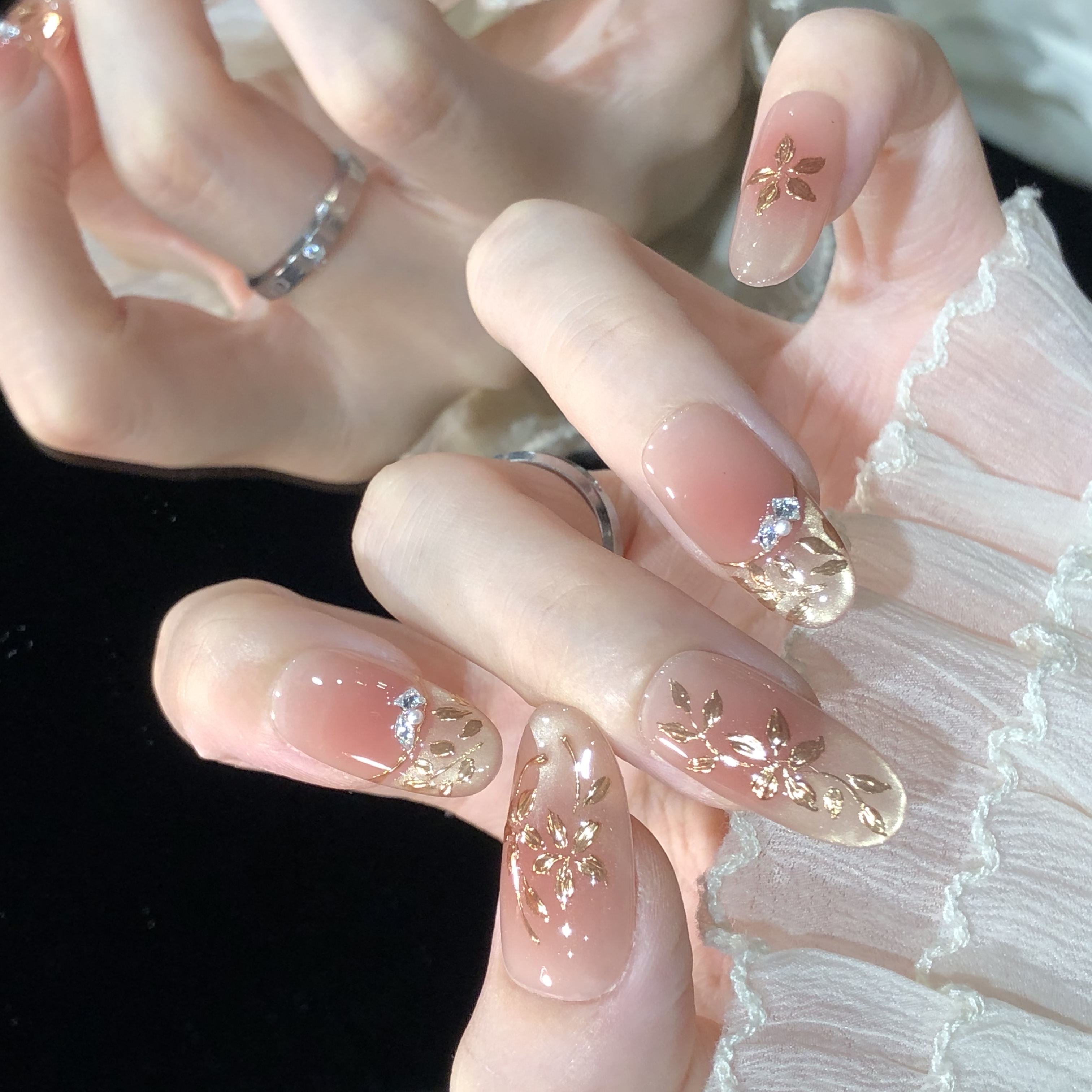  【鎏金点翠】【设计师款】纯手工穿戴甲可拆卸美甲光疗甲