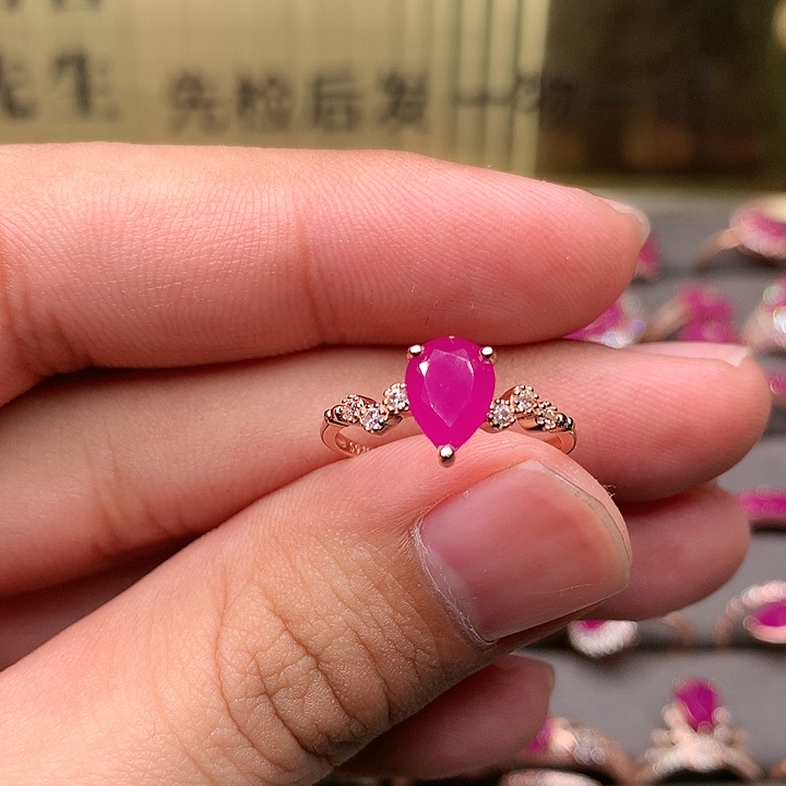 红宝石戒指银S925镶嵌