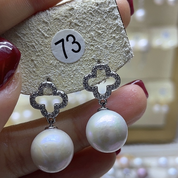 淡水珍珠耳饰银S925镶嵌