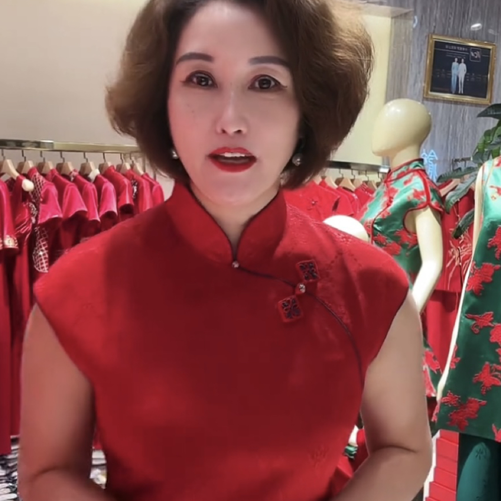 170799朱紫褕红色简约年轻古典雅致新娘喜妈妈旗袍