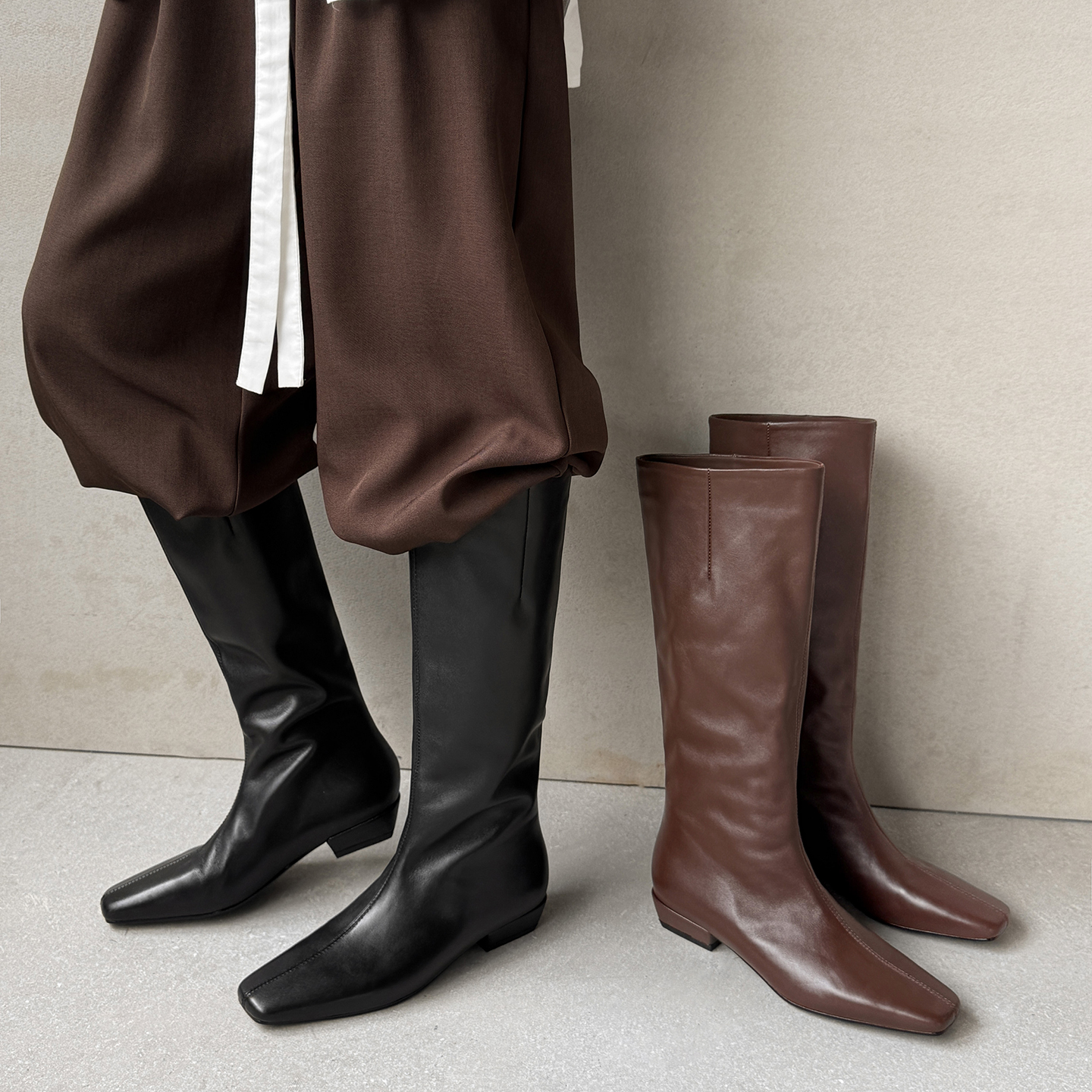 Luna·【3cm】34-39头牛/莱卡/头牛新款极简时尚秋冬新款长筒靴女