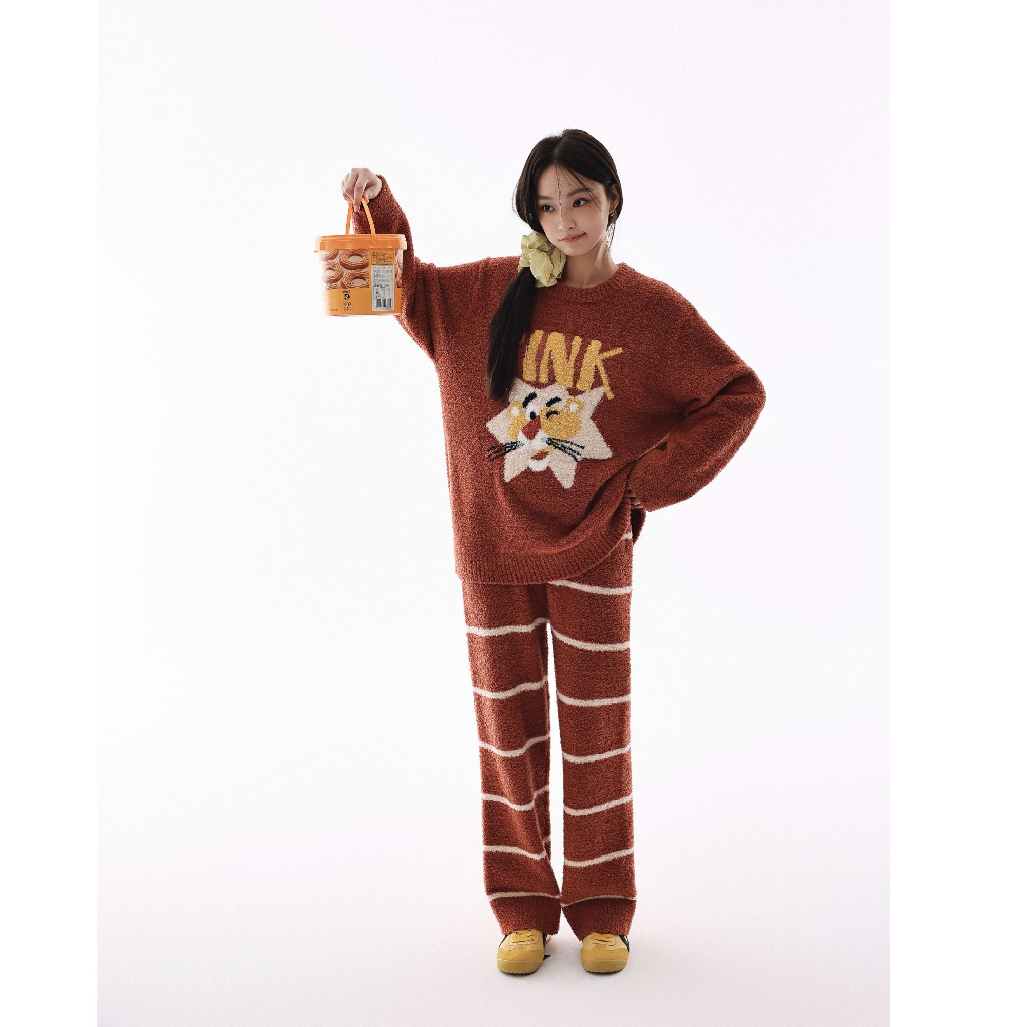 亲嘴猫x粉红豹 宽松时尚可外穿睡衣家居服套装B59079