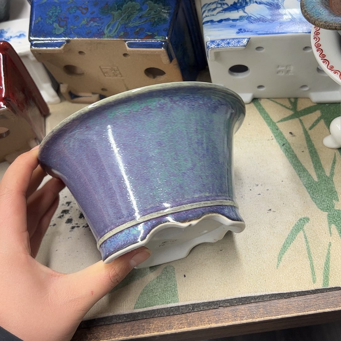 紫砂花盆562号瑕疵15/8cm窑变