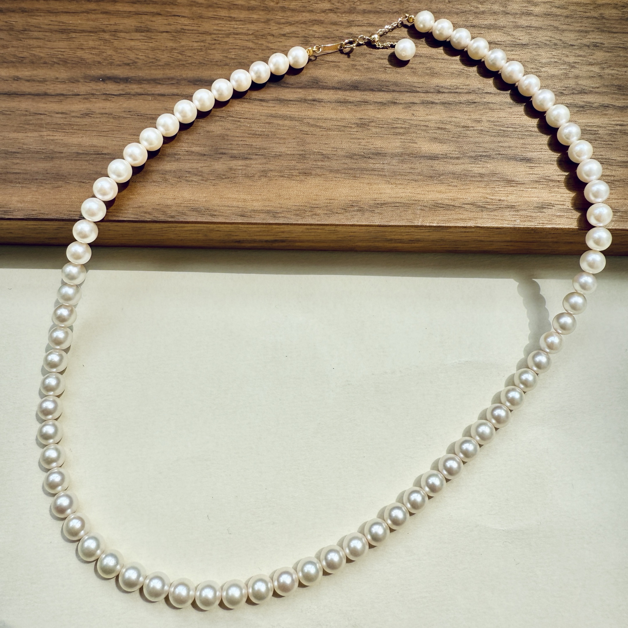 【5号】18K天然海水akoya珍珠项链 卡5.5-6.5mm