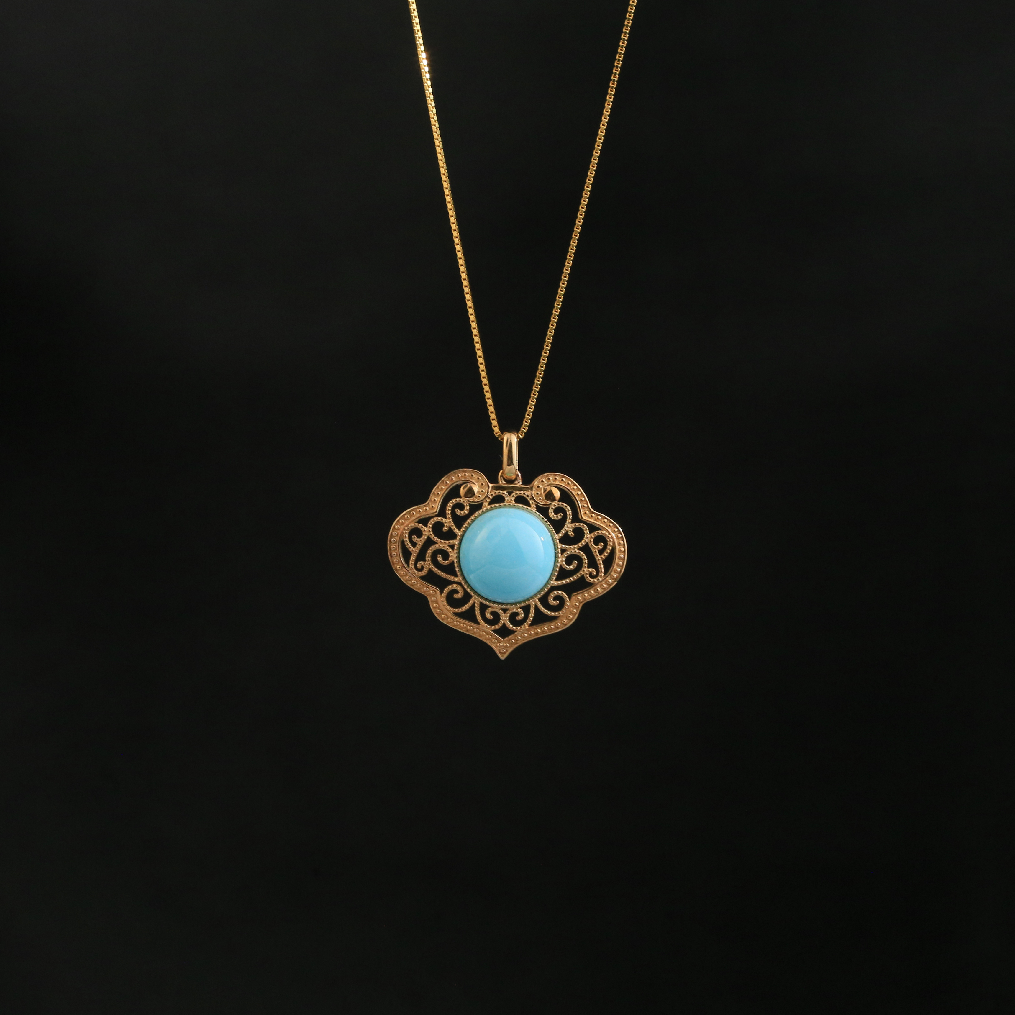 【闫闫专属】安曼博9K黄睡美人绿松石心形吊坠 A09277