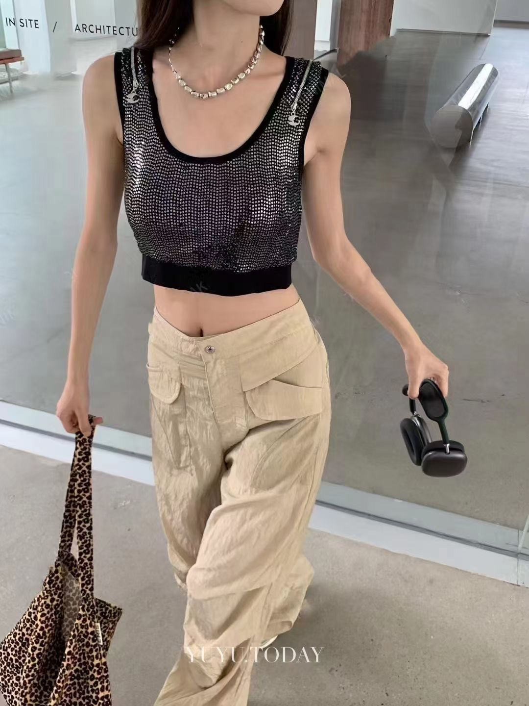 珠片运动背心女外穿