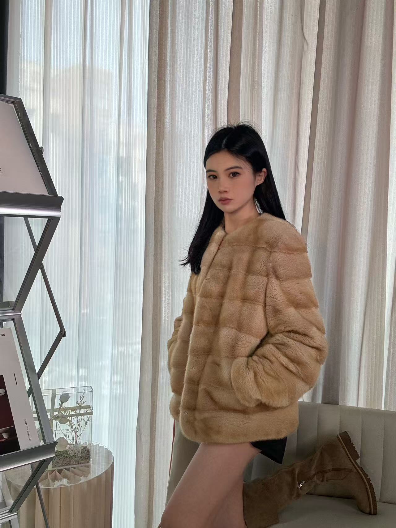 【虫小草】安娜王妃真毛紫金短二水貂加厚外套2025新款冬季皮草毛毛