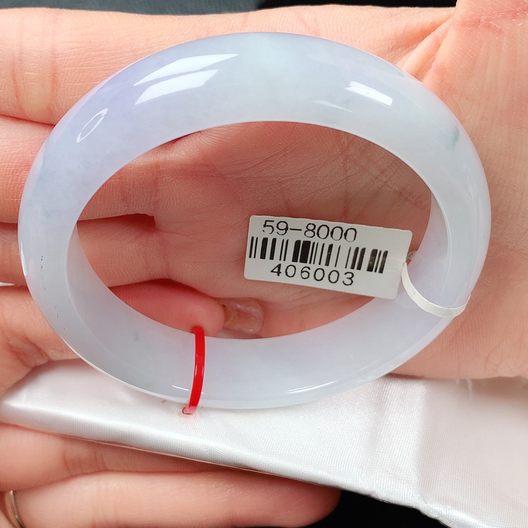 翡翠手镯未镶嵌宽板冰粉正圈59圈口12号