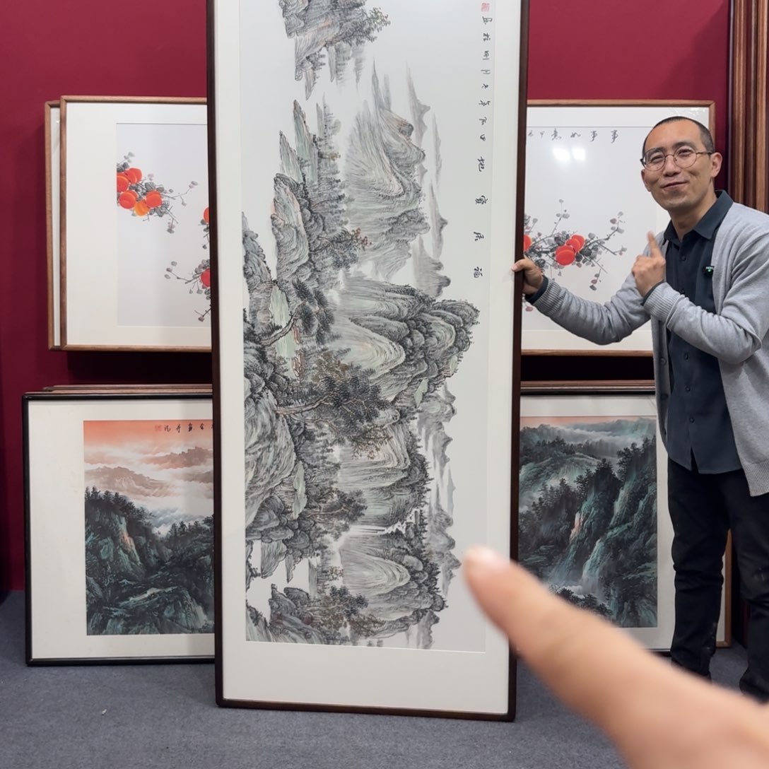 国画S***e手绘作品带框210成80