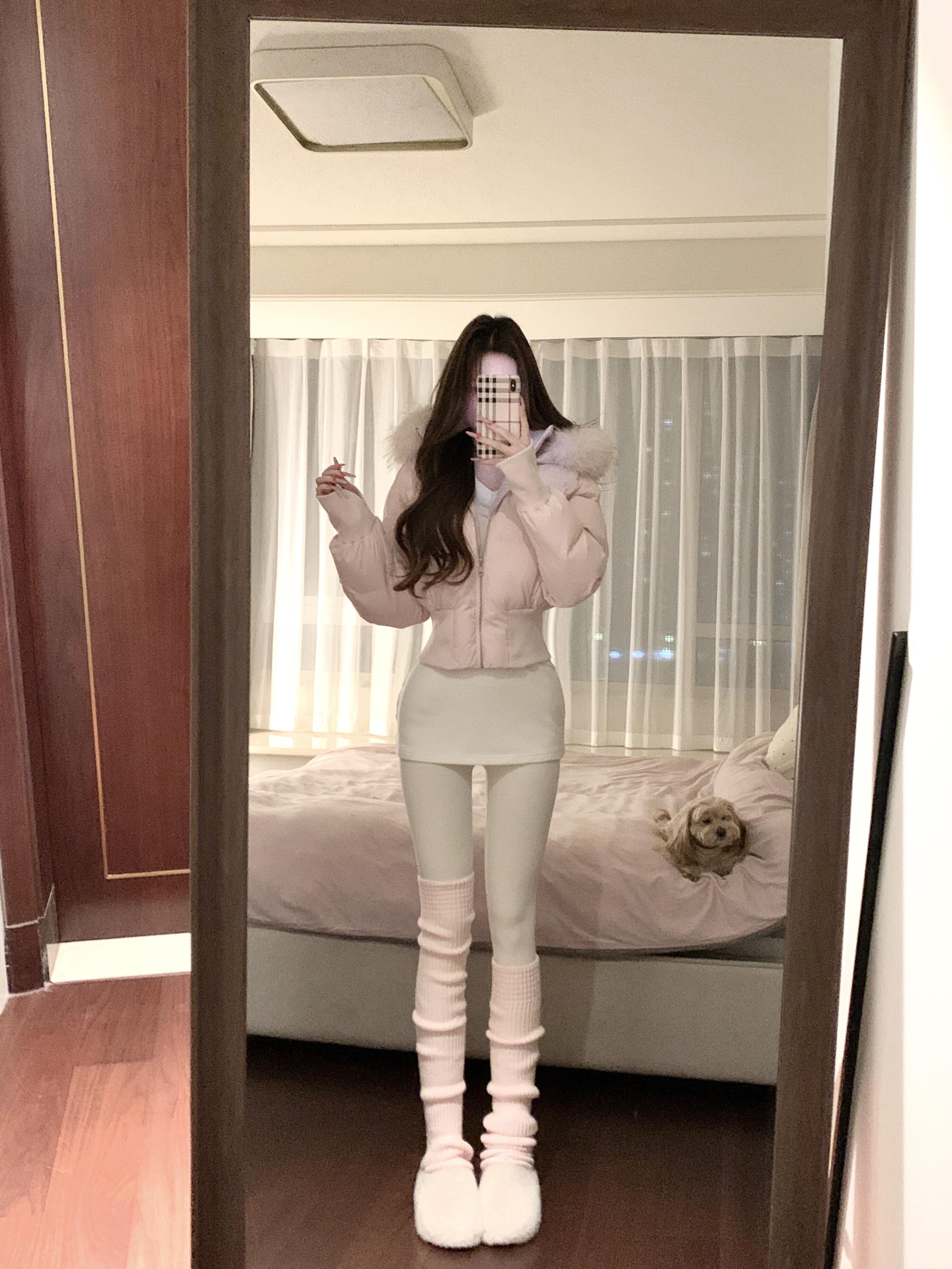 韩系粉色大毛领短款羽绒服女2025年冬季宽松小个子加厚保暖面包服