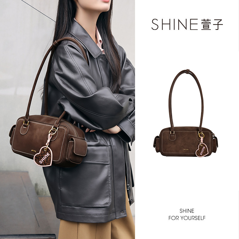 萱子SHINE都市时髦爱心豹纹单肩包