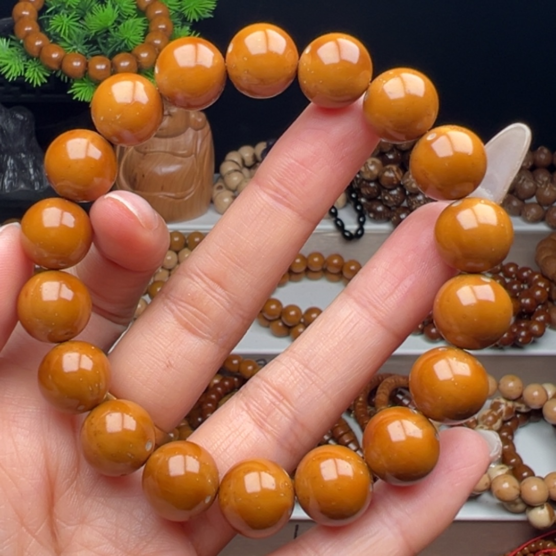 无***语紫金鼠手串卡12.3半实心黄皮光珠