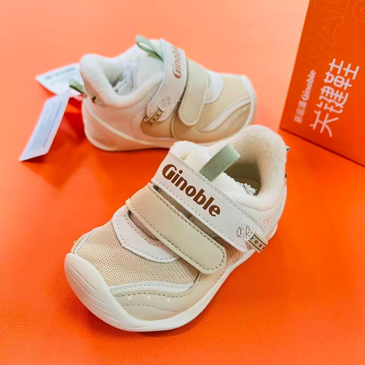 29号链接基诺浦胖脚女宝厚绒学步鞋透气软底