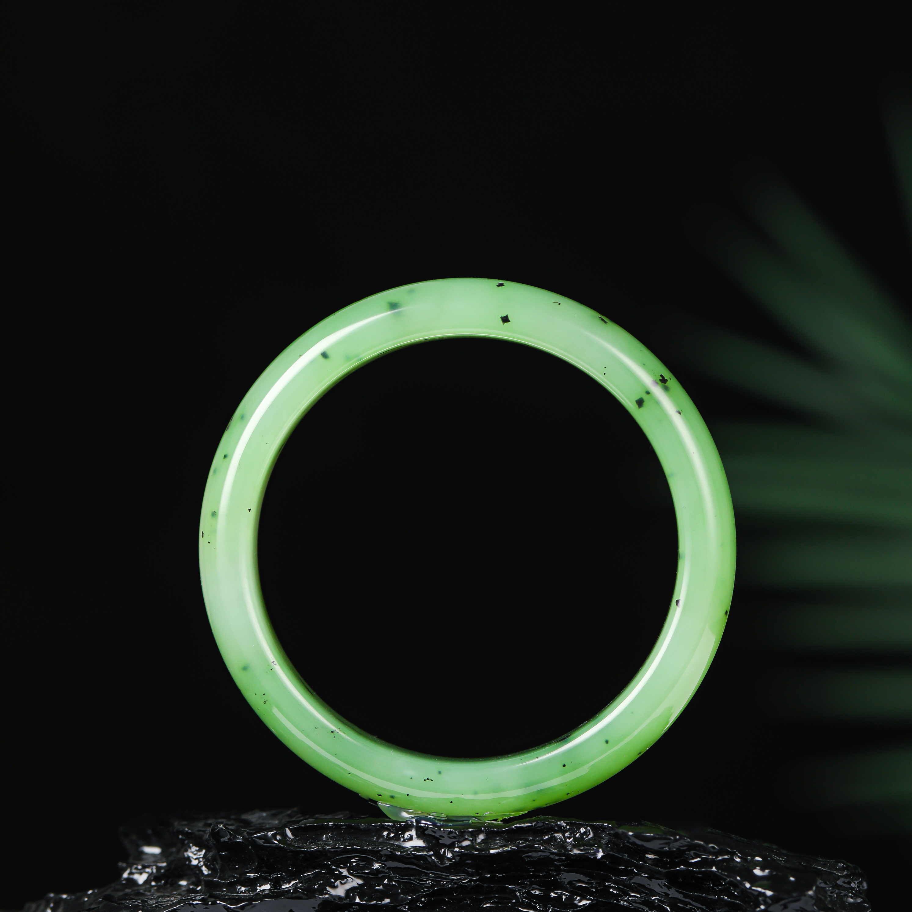 【精选】条宽9-11mm乌兰乌德碧玉手镯HNZ11195