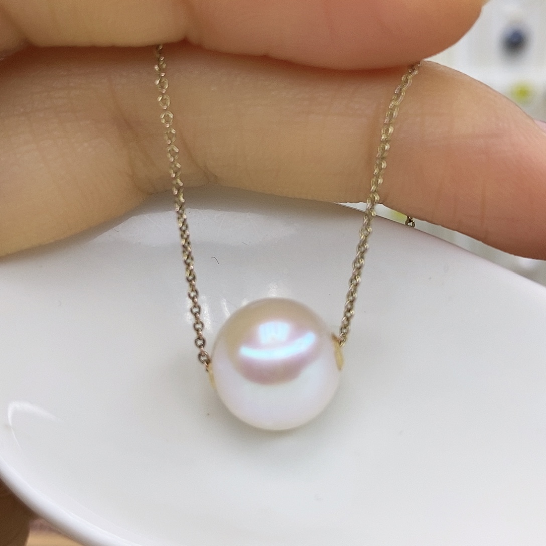 淡水珍珠吊坠(赠链)18K金镶嵌