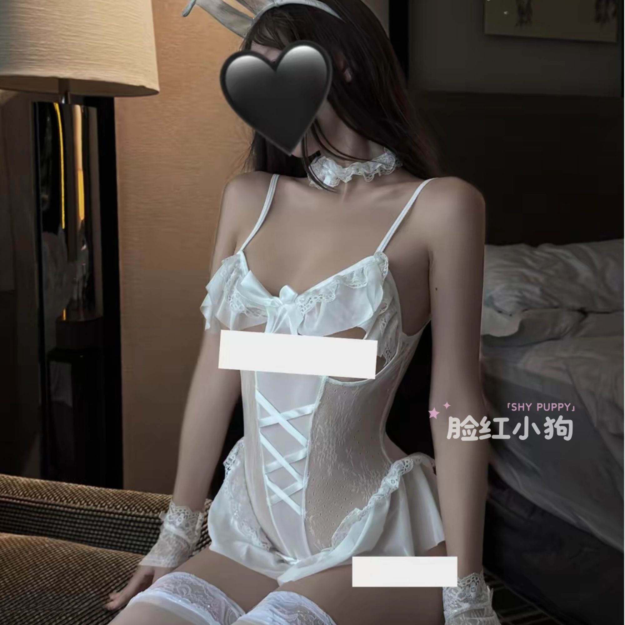 脸红小狗~害羞兔*80~190斤大码*芭蕾风吊带背心套装