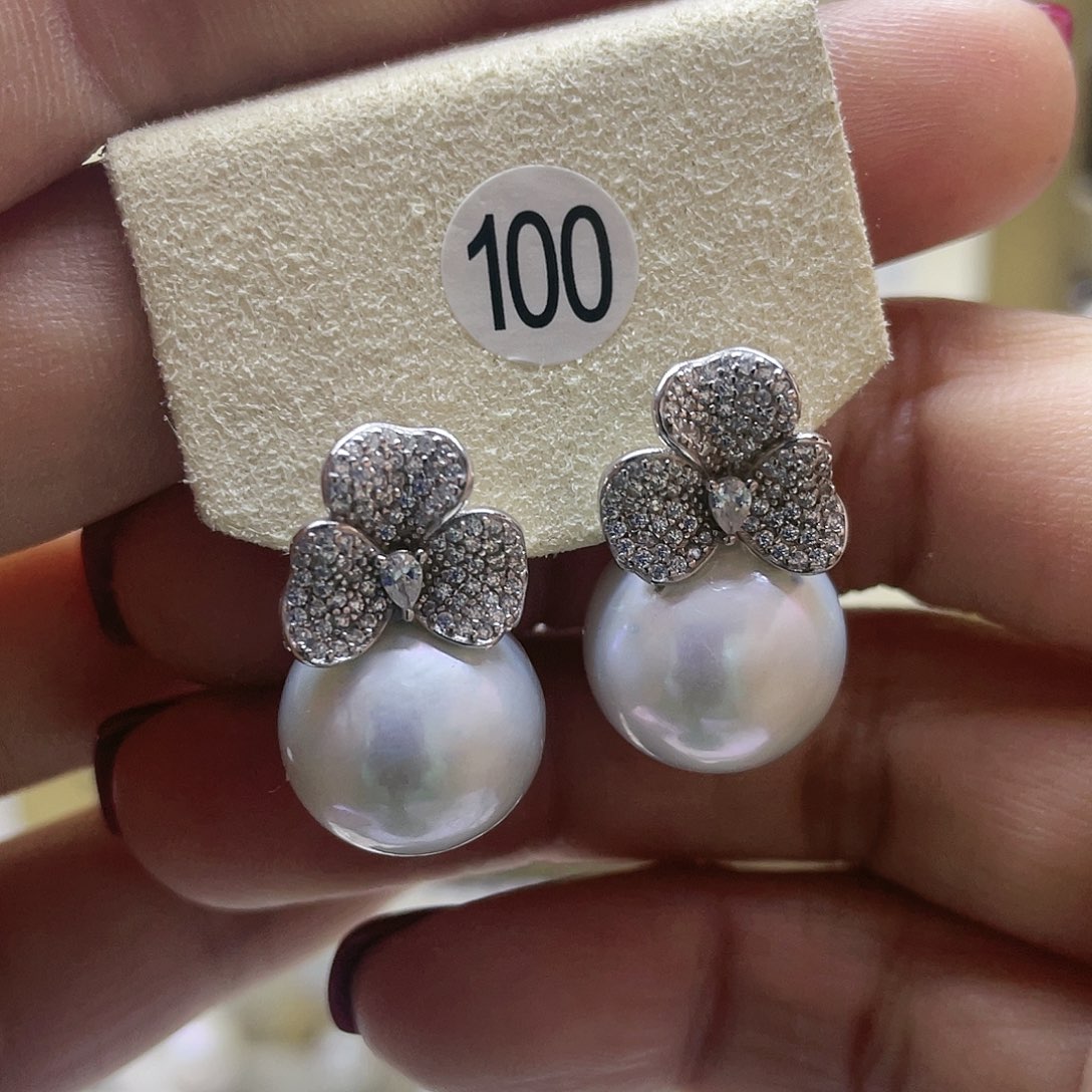 淡水珍珠耳饰银S925镶嵌