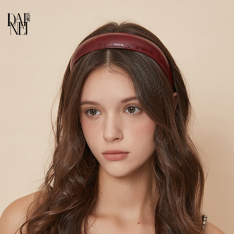 简约流光皮革发箍头饰复古港风宽边少女风复古发箍百搭