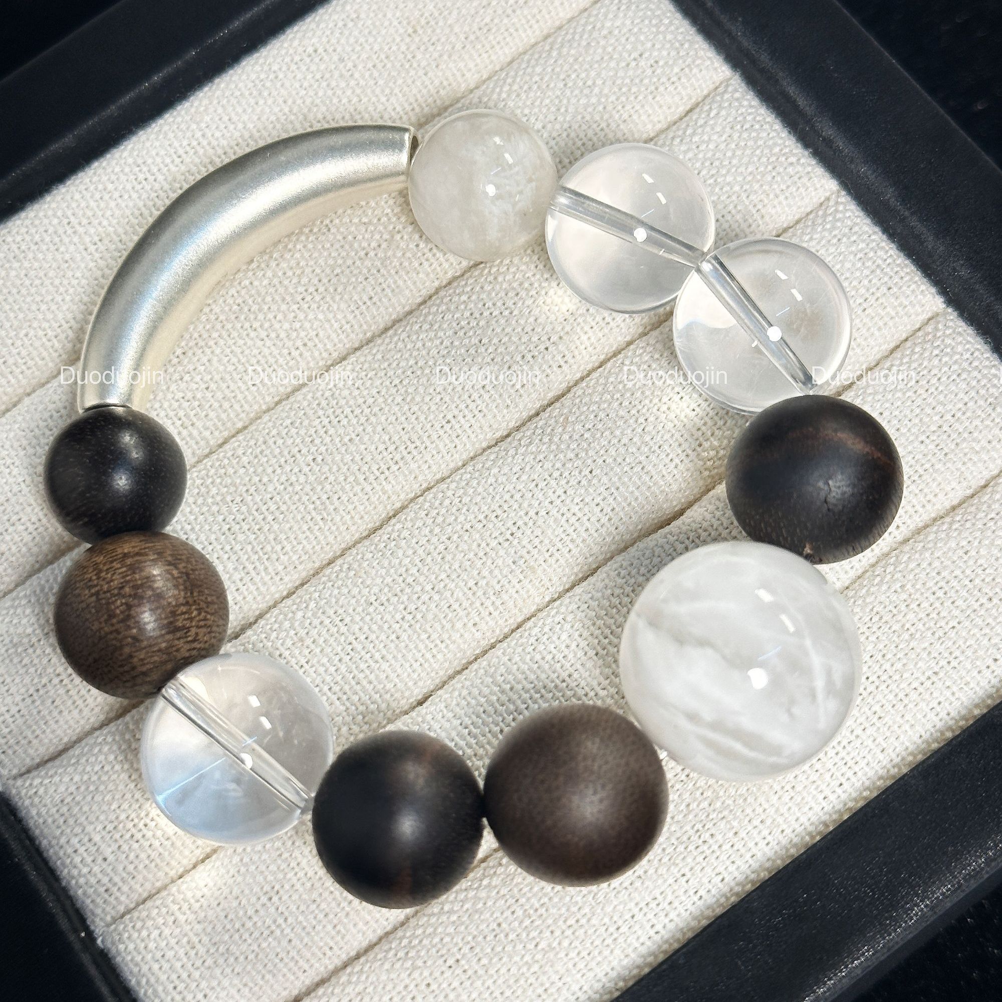 【无垢】天然水晶白水沉香半镯手串多样性发一