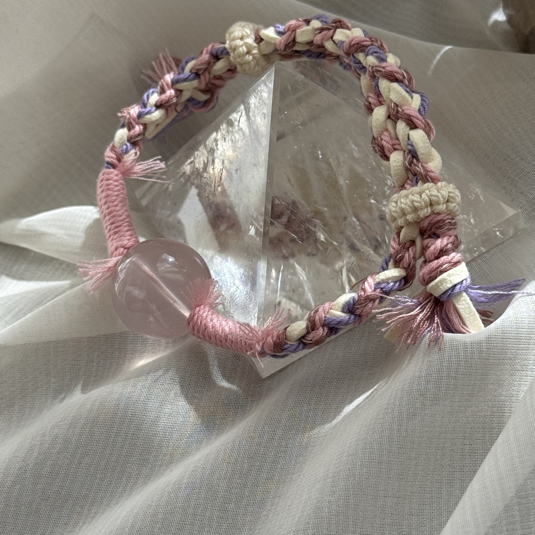 粉水晶手工编绳款