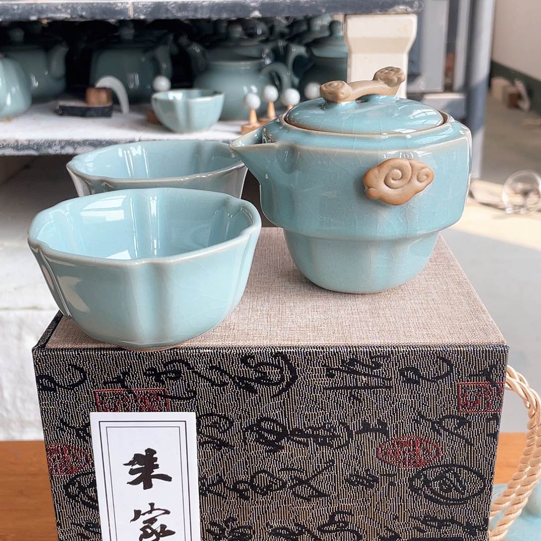 其他朱家汝窑天青双杯快客
