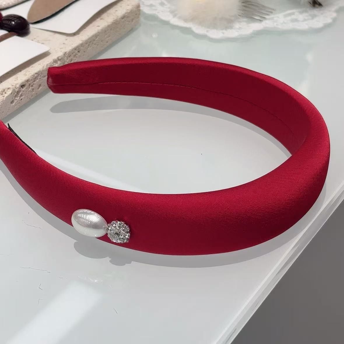 红色珍珠钻钻发箍