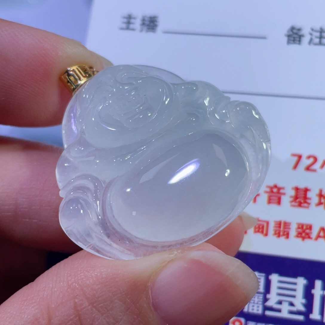 翡翠颈饰18K金镶嵌佛公