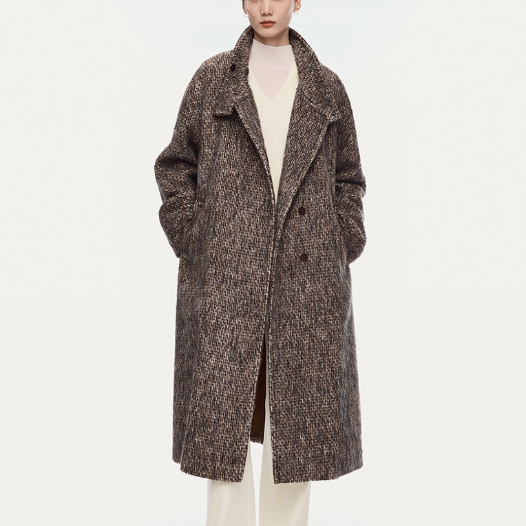 奥姆新款静奢风马海毛大衣时尚保暖冬季必备毛呢潮流宽松