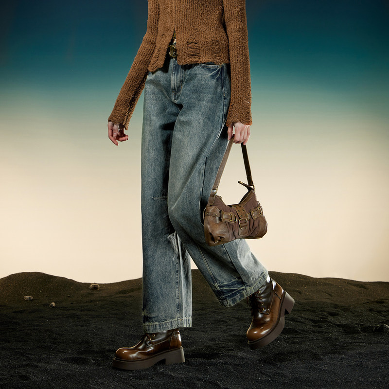 PHORM 2025冬款宽松百搭复古直筒牛仔裤长裤N07933456