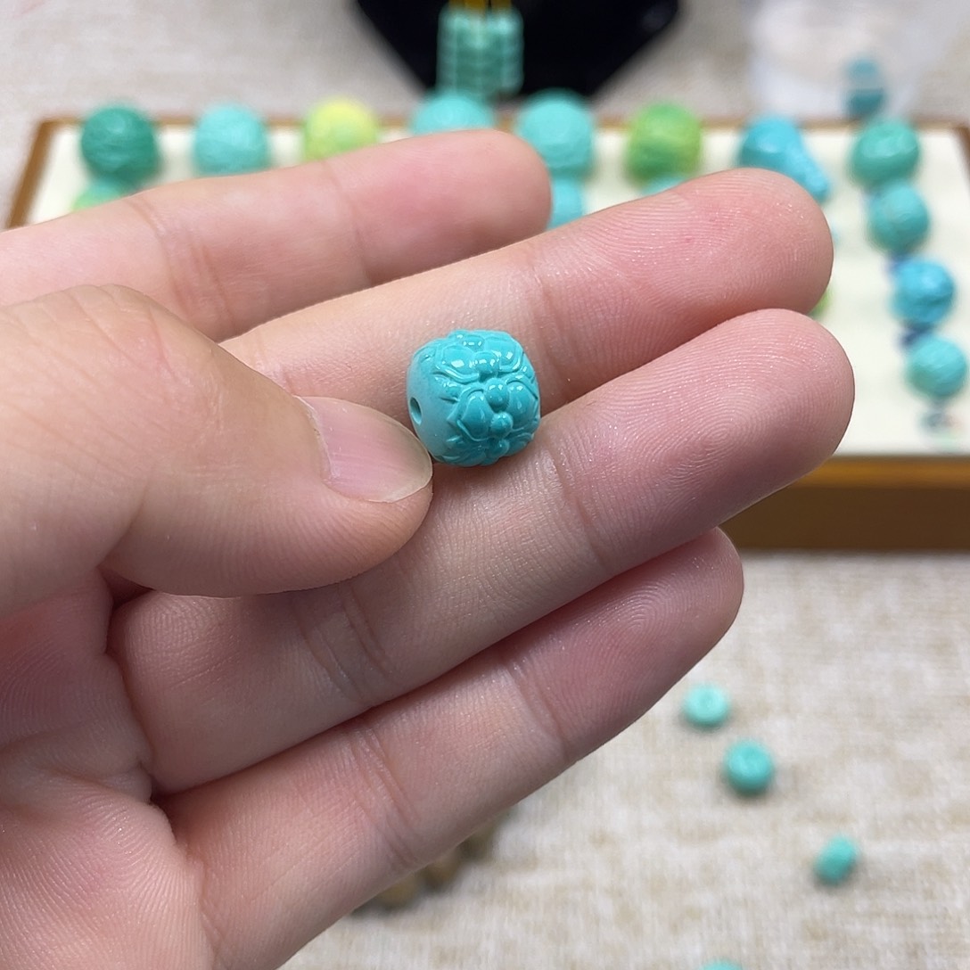 原生态湖北松配饰，直径11蓝