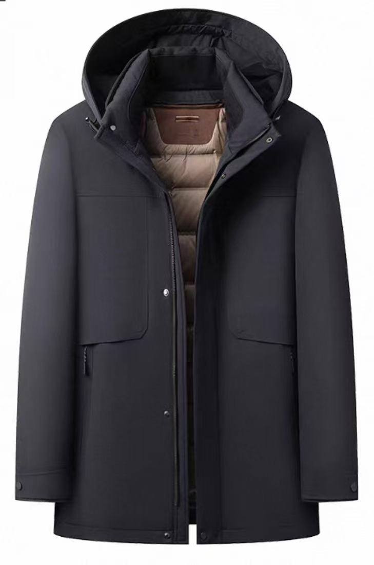 【鹅绒一衣多穿】男士羽绒服冬季加厚保暖中款外套