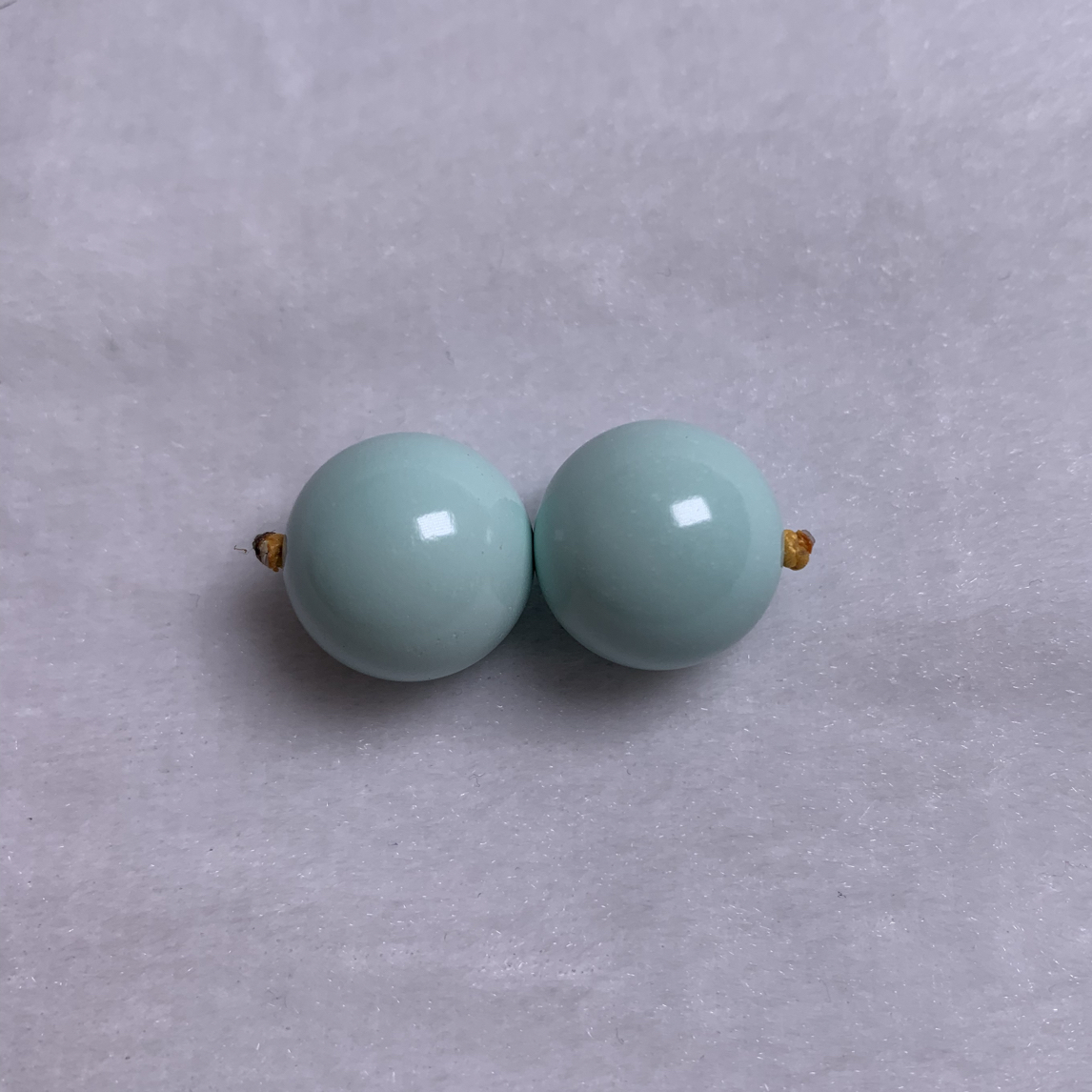 湖北天然原矿高瓷绿松石圆珠腰珠15.3mm