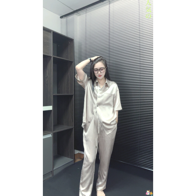 【100桑蚕丝】顶奢真丝桑蚕丝缎面中式国风夏季轻薄透气休闲衬衣
