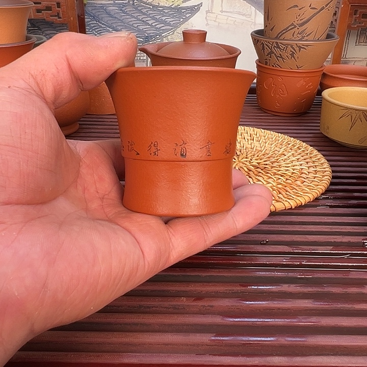 紫砂茶杯紫砂朱泥120