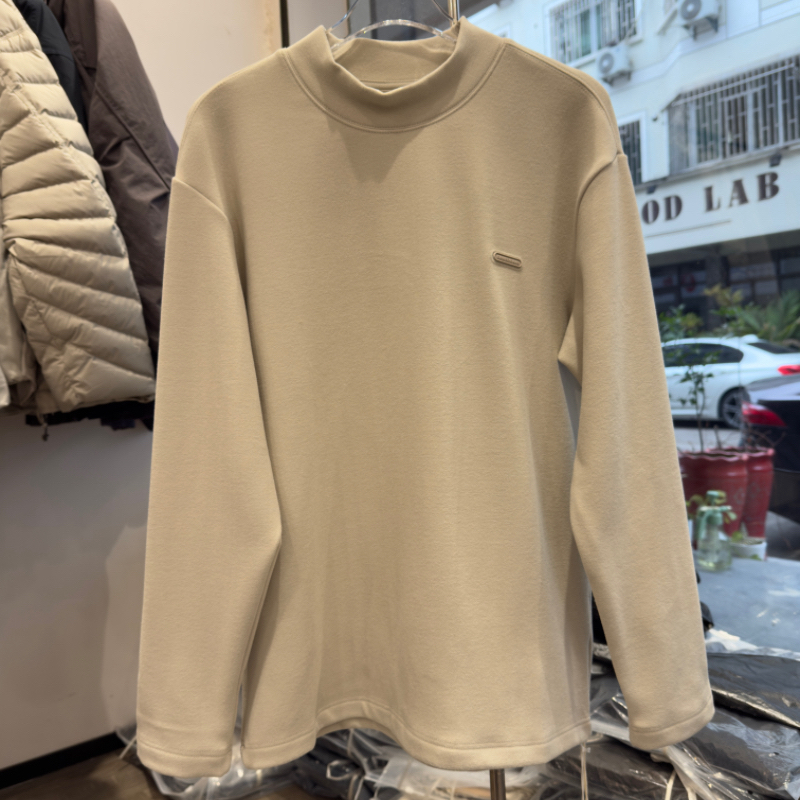 秋冬男士保暖双面绒半高领长袖打底衫时尚百搭