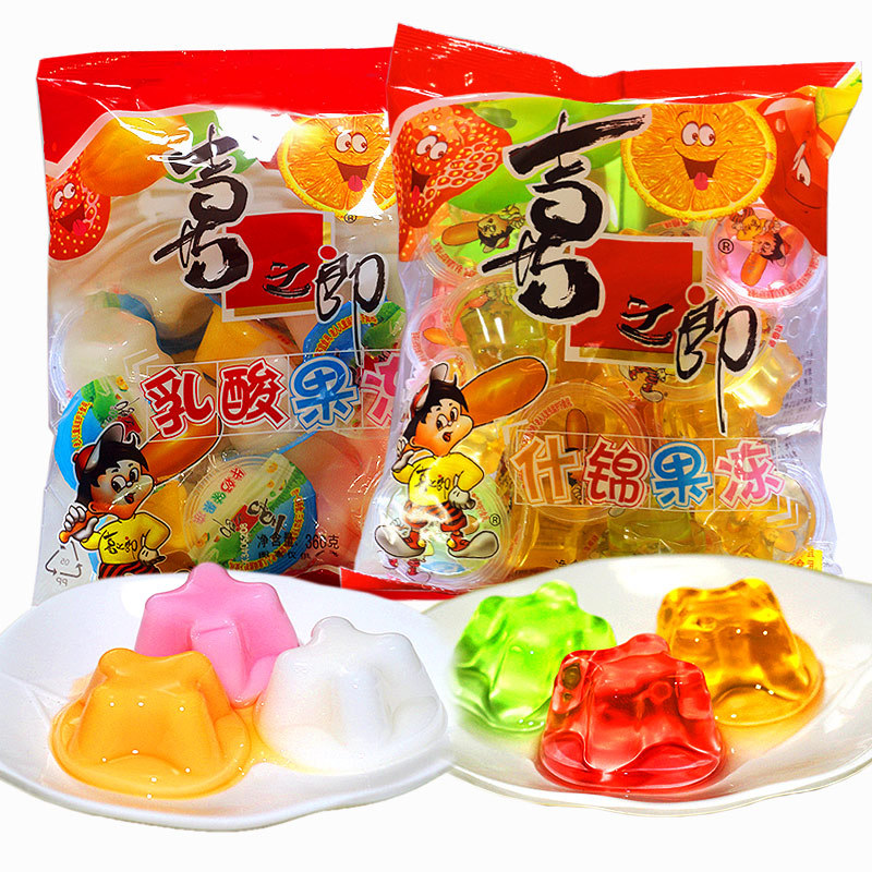 喜之郎果冻360g袋装整箱16袋凝胶什锦乳酸休闲果冻年货零食