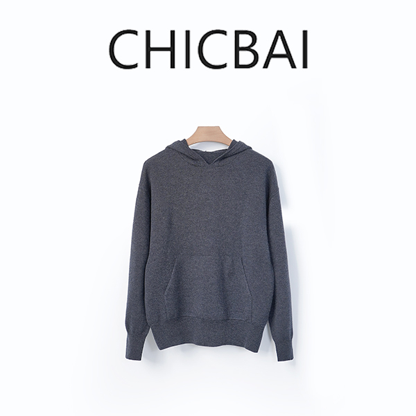 CHICBAI 多巴胺！ 100%羊毛宽松慵懒风针织套头衫 连帽衫上衣