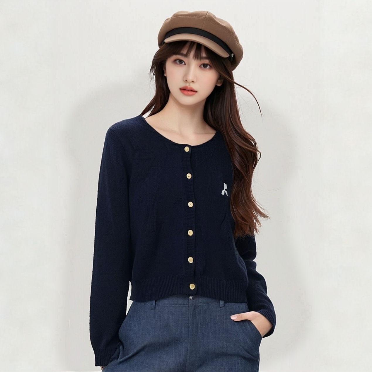 小香风淑女眼睛甜美风针织开衫2025网红穿搭款时尚优化显气质秋冬