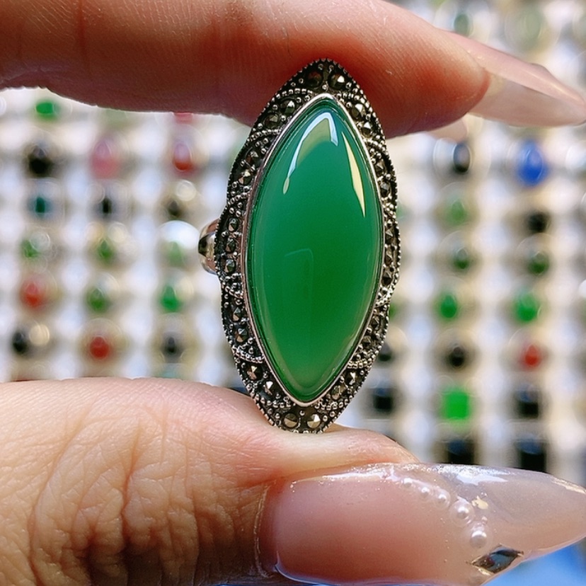 【闪购商品】玛瑙/玉髓戒指银S925镶嵌