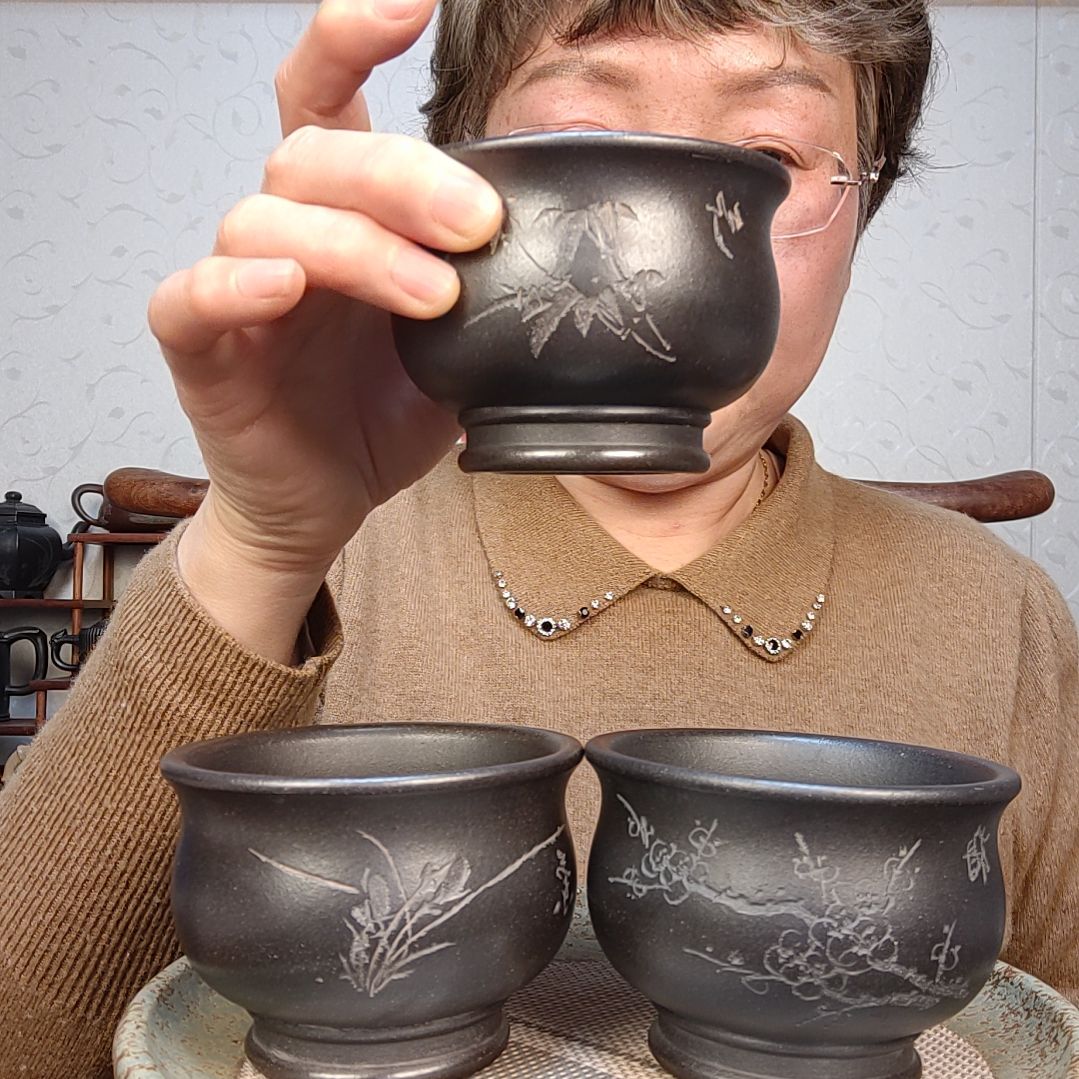 紫砂茶壶石黄主人杯160毫升左右拍一发二