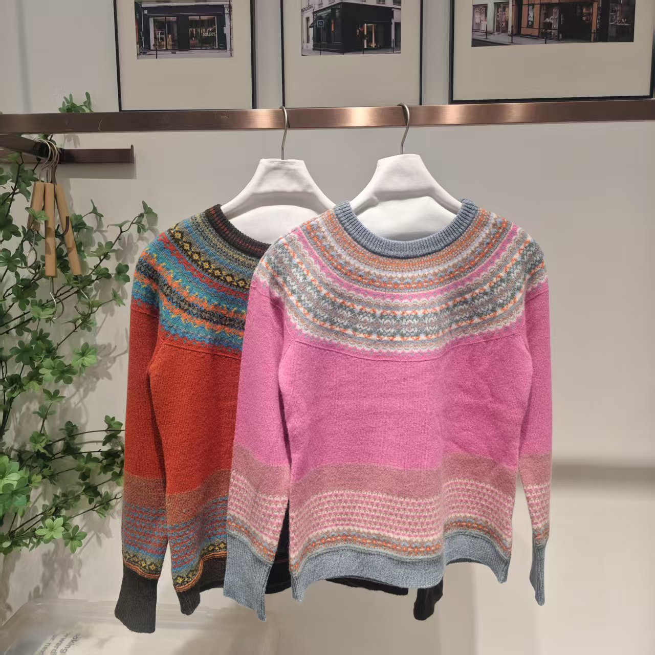 羊毛+安哥拉兔毛提花套头针织衫