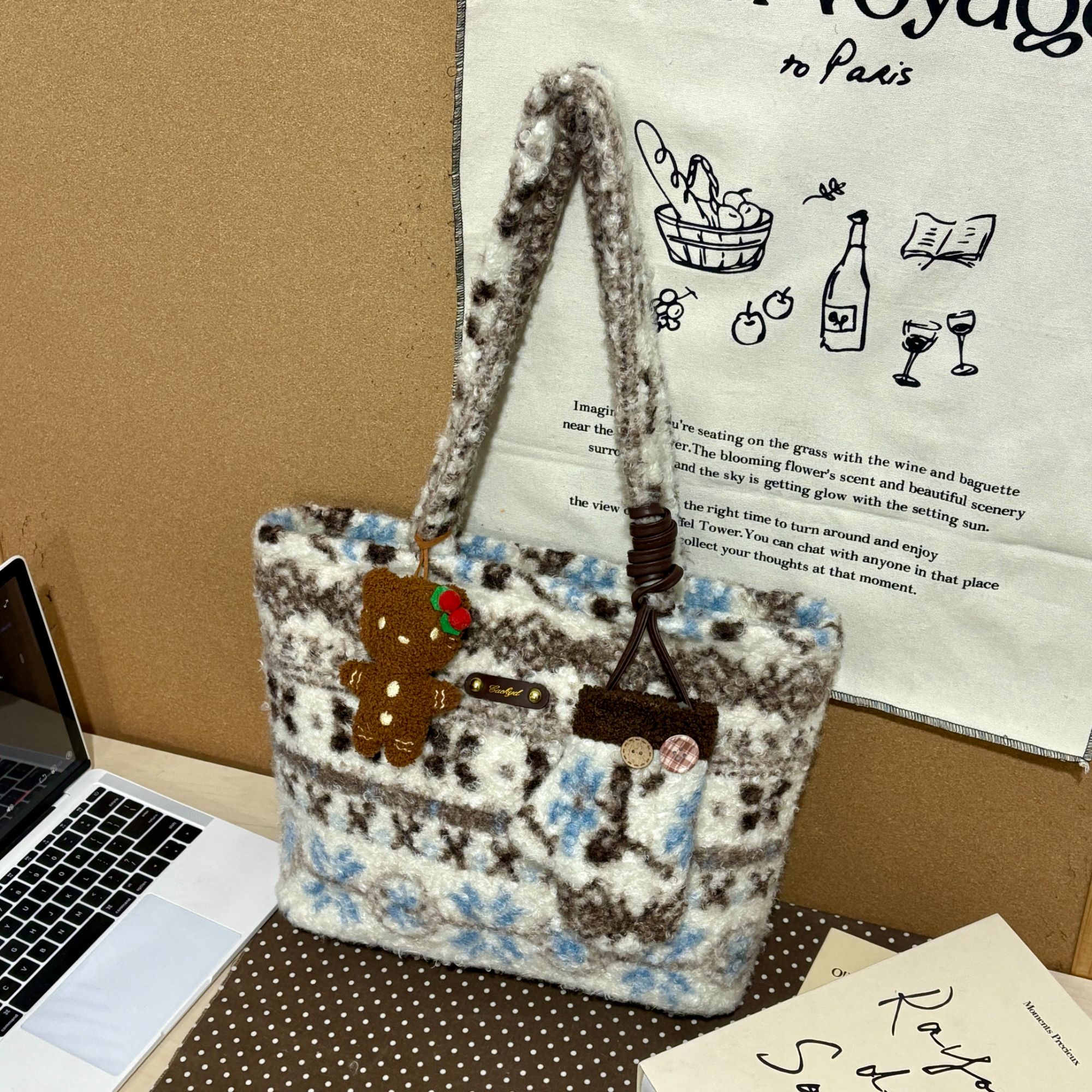 JuanJuan自制【冬日来信】小众原创冬日限定!可爱费尔岛单肩包~e526