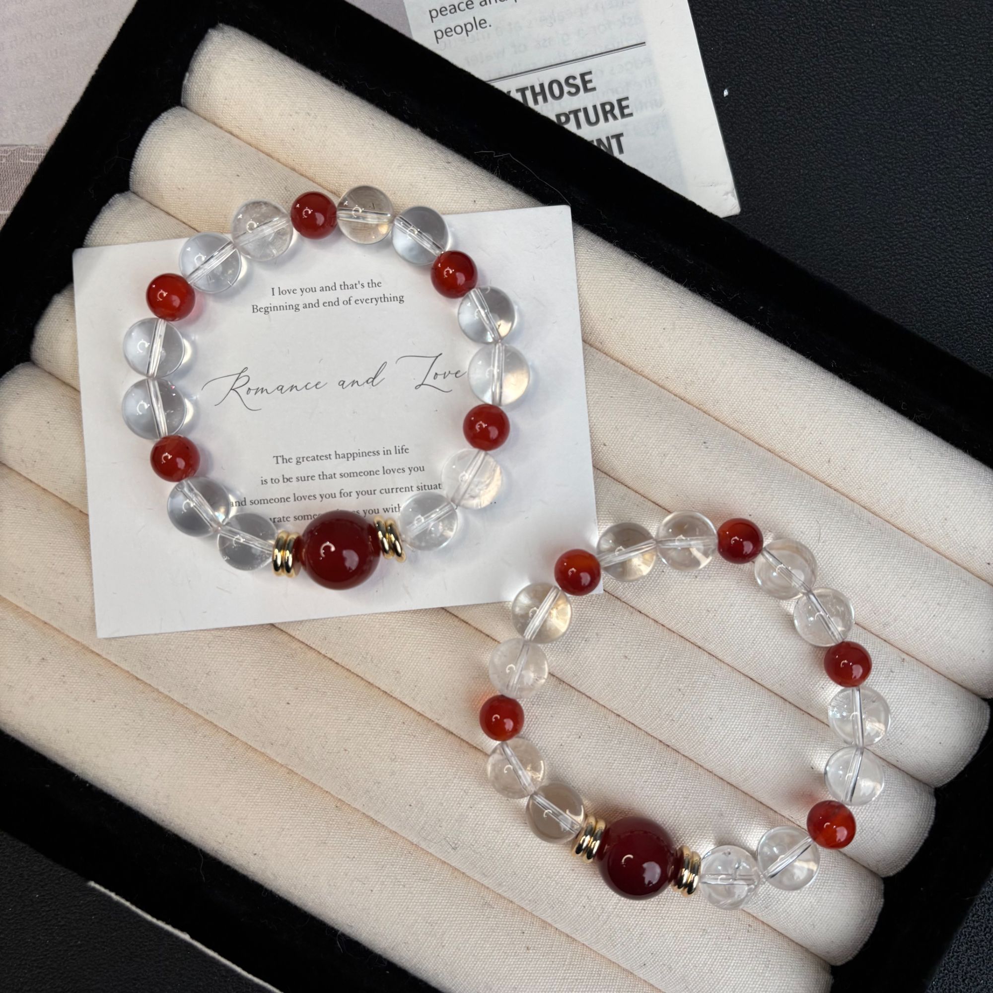 [樱桃]天然白水晶diy红玛瑙轻奢手链多样性发一 T1354