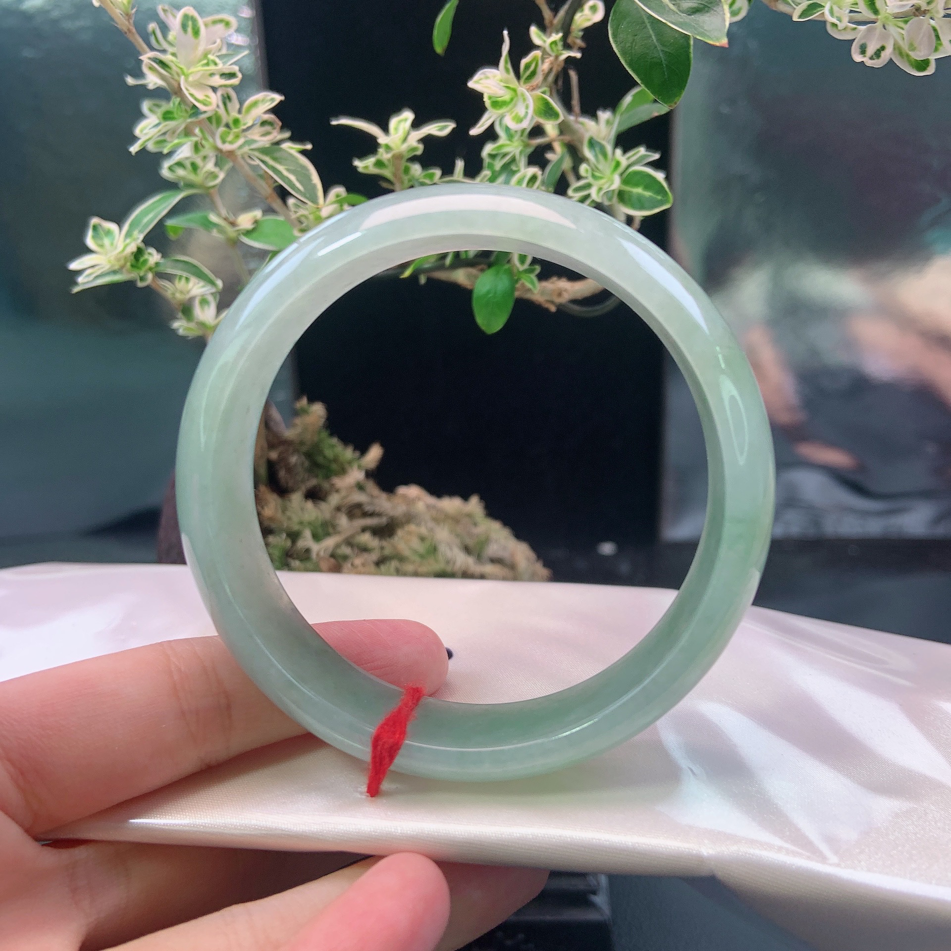 1006号缅甸天然A货翡翠60-61圈口宽版正圈手镯