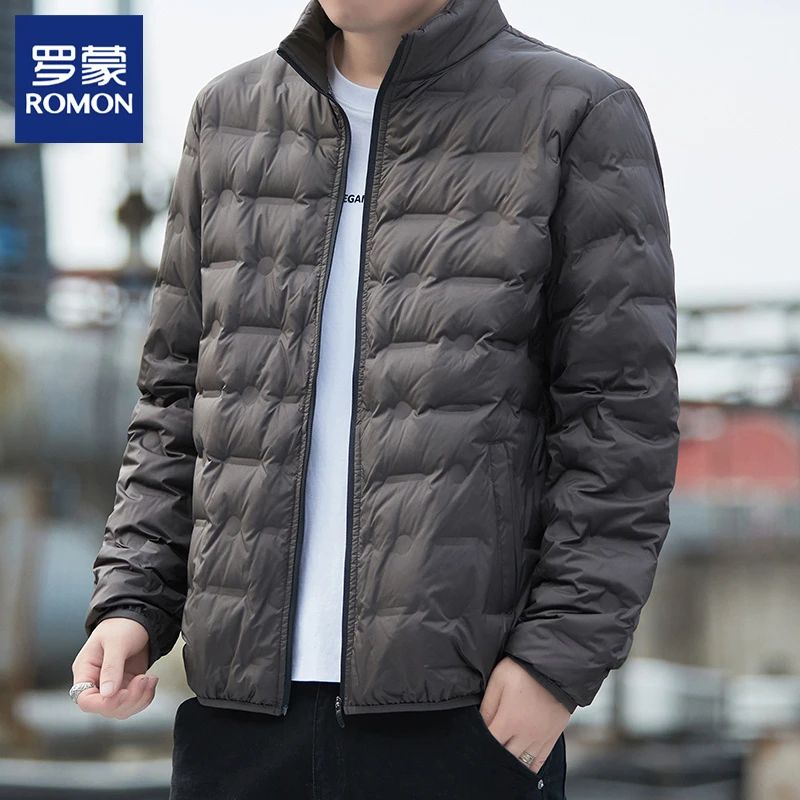 Romon/罗蒙时尚男士轻薄立领羽绒服秋冬季男装鸭绒外套保暖上衣男