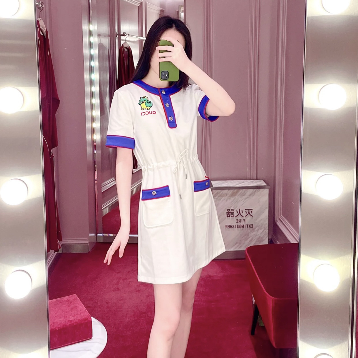 99新 GUCCI/古驰 wdf192/字母卡通长袖圆领抽绳短袖连衣裙 棉 S码